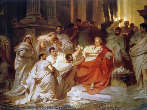 The senators encircle Caesar, a 19th-century interpretation of the event by Carl Theodor von Piloty