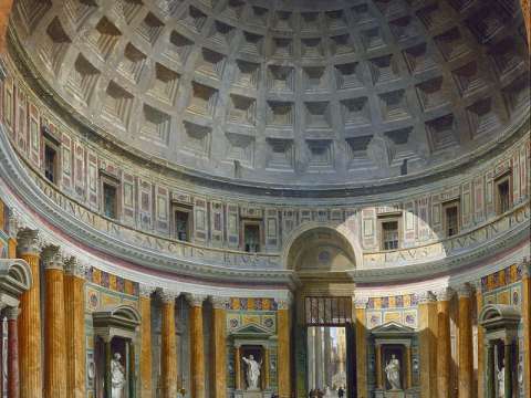 Hadrian's Pantheon in Rome, depicted in this eighteenth-century painting by Giovanni Paolo Panini, was built according to Pythagorean teachings.