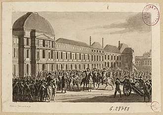 Journées des 31 Mai, 1er et 2 Juin 1793, an engraving of the Convention surrounded by National Guards, forcing the deputies to arrest the Girondins and to establish an armed force of 6,000 men. The insurrection was organized by the Paris Commune and suppo