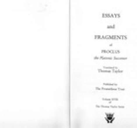 Essays And Fragments Of Proclus