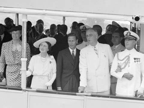 The Roosevelts with King George VI and Queen Elizabeth, sailing from Washington, D.C