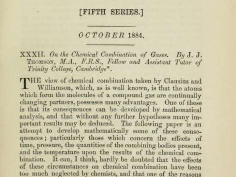 The Early Life of J.J. Thomson: Computational Chemistry and Gas Discharge Experiments