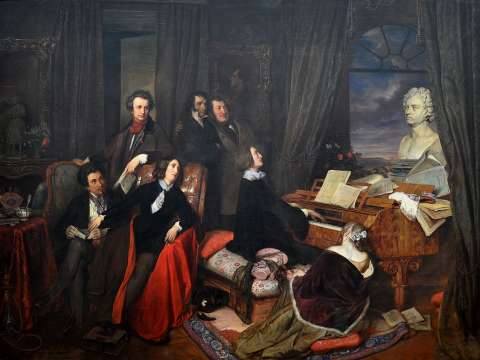 Franz Liszt Fantasizing at the Piano (1840), by Danhauser, commissioned by Conrad Graf.