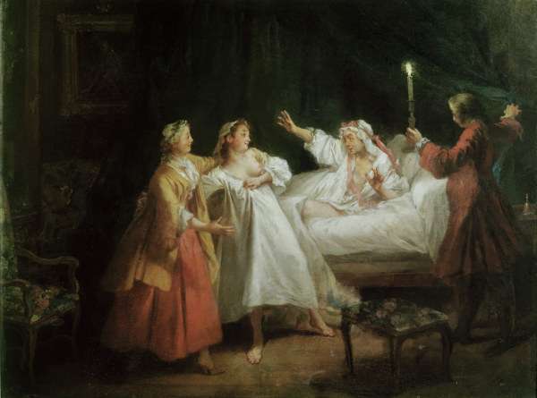 A scene from La Fontaine's story Le Gascon Puni by Nicolas Lancret, Musée du Louvre