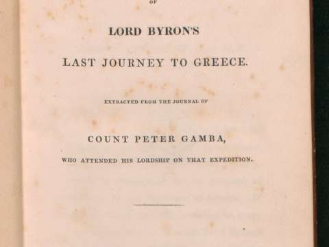 A Narrative of Lord Byron's Last Journey to Greece by Pietro Gamba (1825)