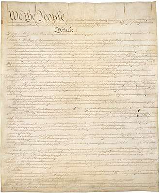 Page one of the original copy of the U.S. Constitution
