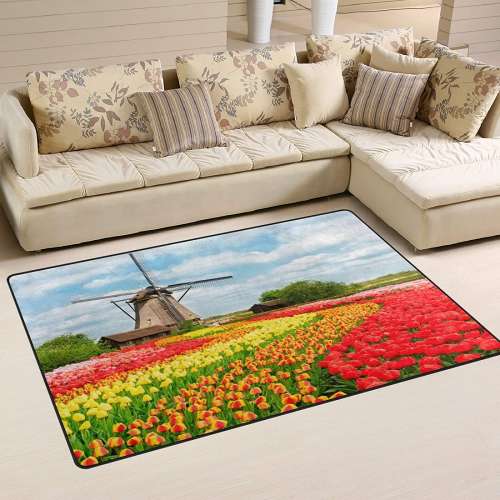 Dutch Tulips Area Rug Carpet