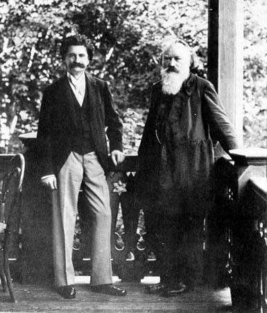 Johann Strauss II (left) and Brahms, photographed in Vienna