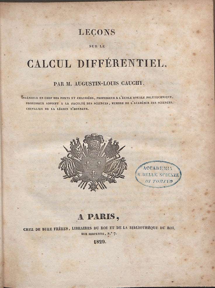 Leçons sur le calcul différentiel, 1829