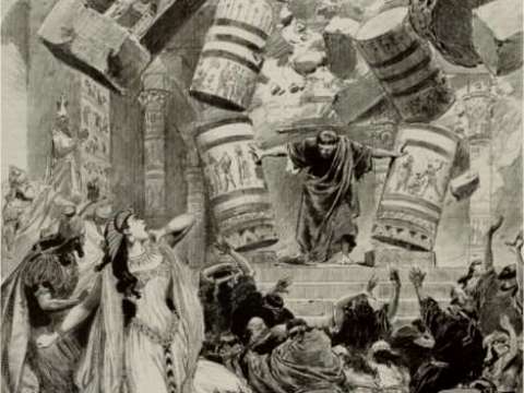 Samson et Dalila at the Paris Opéra, 1892: Samson (Edmond Vergnet) destroys the Philistine temple