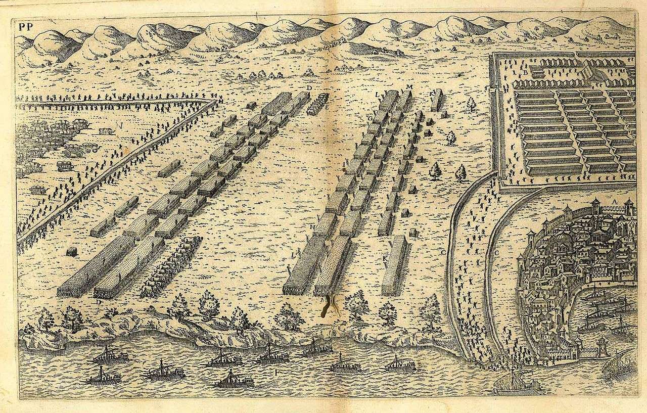 Battle of Thapsus as depicted in an engraving after Andrea Palladio