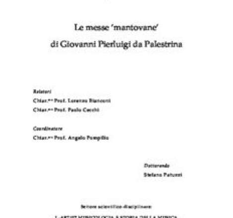 Le messe mantovane di Giovanni Pierluigi da Palestrina