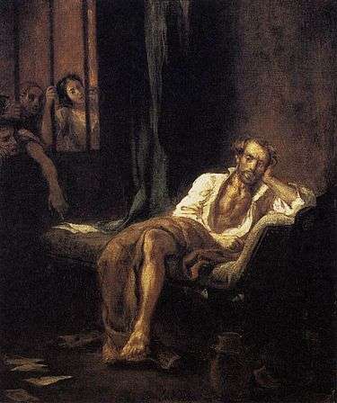 Tasso in the Hospital of St. Anna at Ferrara by Eugène Delacroix. Tasso spent the years 1579–1586 in the madhouse of St. Anne.