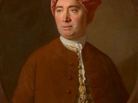 The most famous version of the problem of evil is attributed to Epicurus by David Hume (pictured), who was relying on an attribution of it to him by the Christian apologist Lactantius.