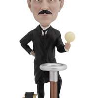 Nikola Tesla Bobblehead with a Glow-in-The-Dark Light Bulb Visit the Royal Bobbles Store