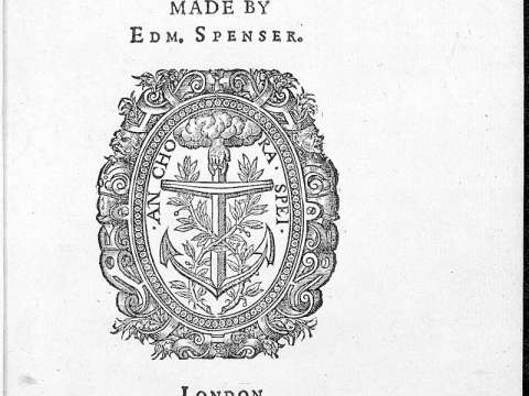 Title page, Fowre Hymnes, by Edmund Spenser, published by William Ponsonby, London, 1596