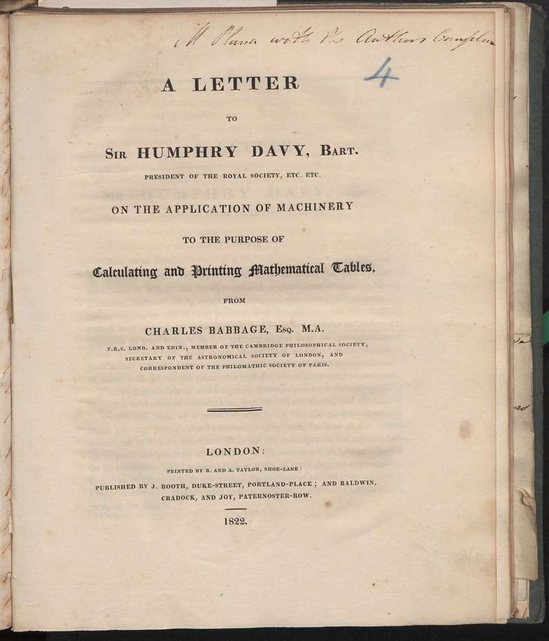 Letter to Sir Humphry Davy, 1822