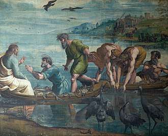 The Miraculous Draught of Fishes, 1515, one of the seven remaining Raphael Cartoons for tapestries for the Sistine Chapel