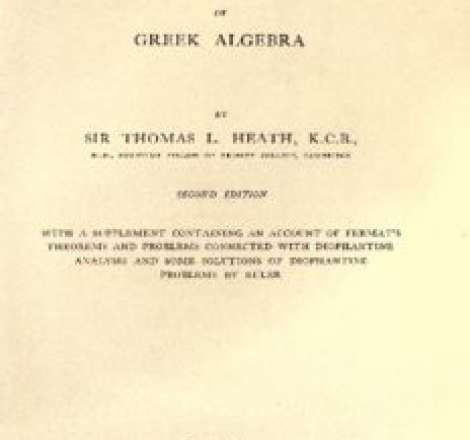 Diophantus of Alexandria a study in the History of Greek Algebra