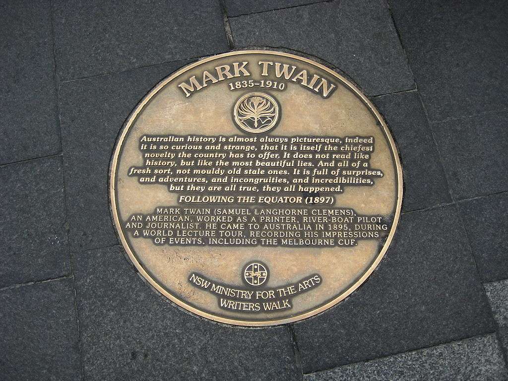 Plaque on Sydney Writers Walk commemorating the visit of Twain in 1895