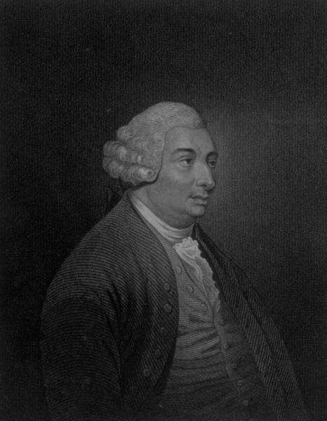 An engraving of Hume from the first volume of his The History of England, 1754