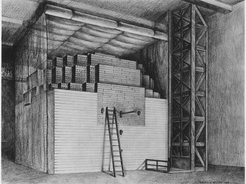 Diagram of Chicago Pile-1, the first nuclear reactor to achieve a self-sustaining chain reaction.