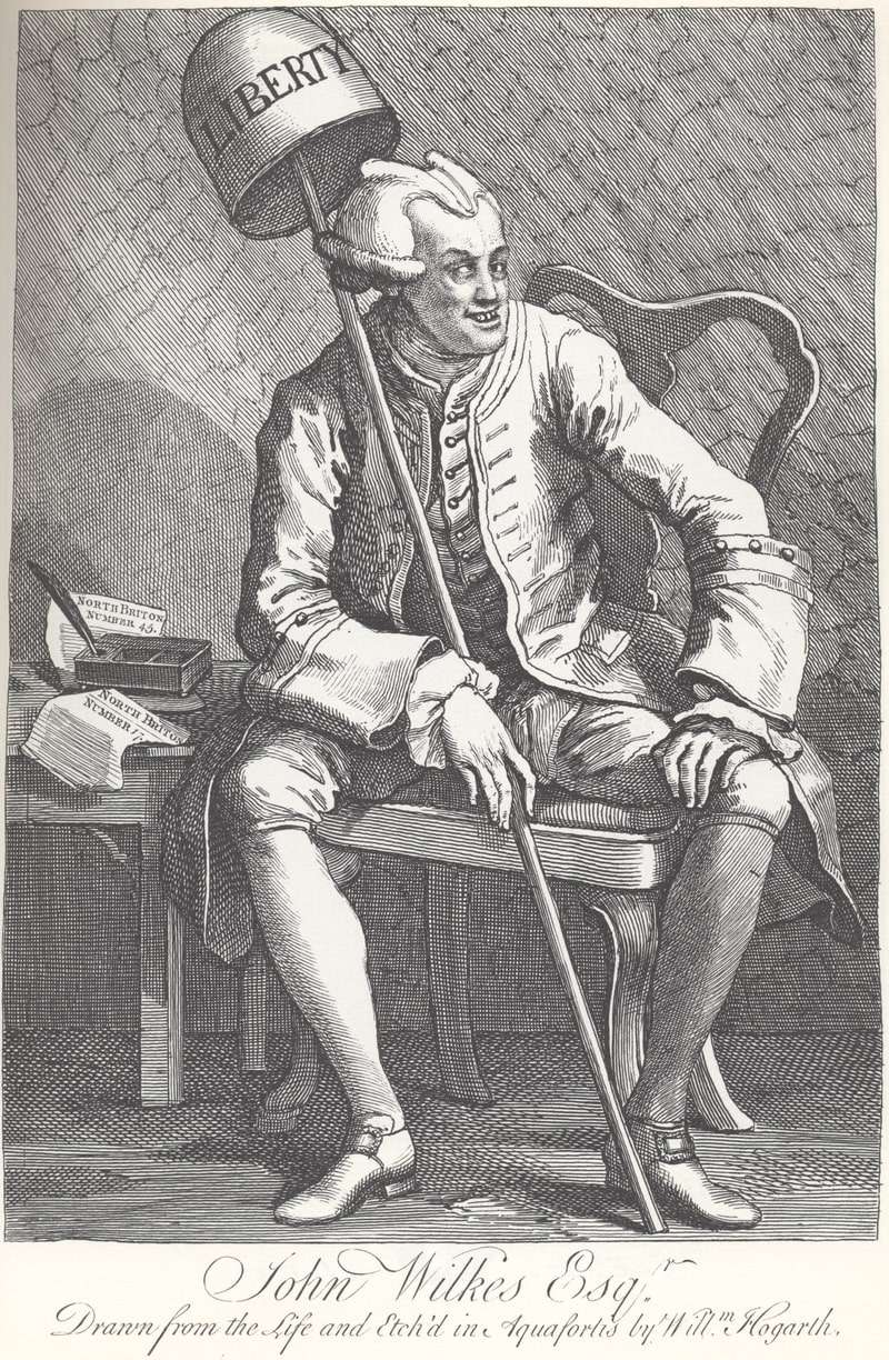 A satirical engraving of Wilkes by William Hogarth