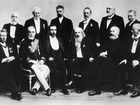 Mendeleev, Alfred Werner, Adolf von Baeyer and other prominent chemists