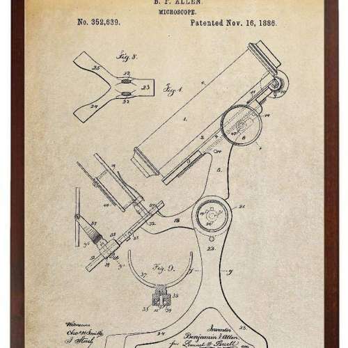 Antique Microscope Patent Poster