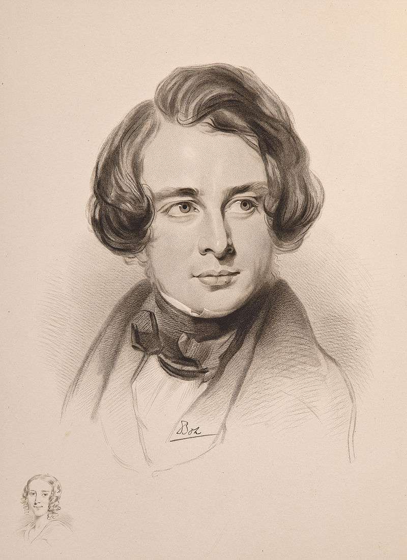 Sketch of Dickens in 1842 during his first American tour. Sketch of Dickens's sister Fanny, bottom left