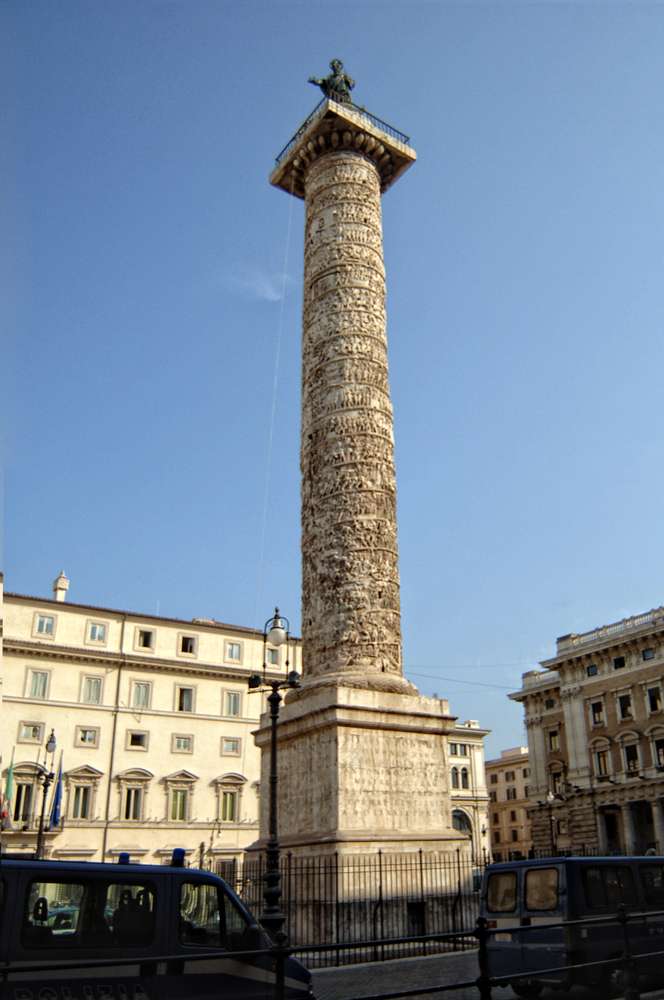 The Column of Marcus Aurelius in Piazza Colonna. 