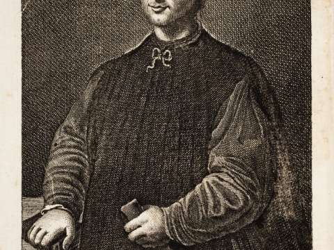 Engraved portrait of Machiavelli, from the Peace Palace Library's Il Principe, published in 1769