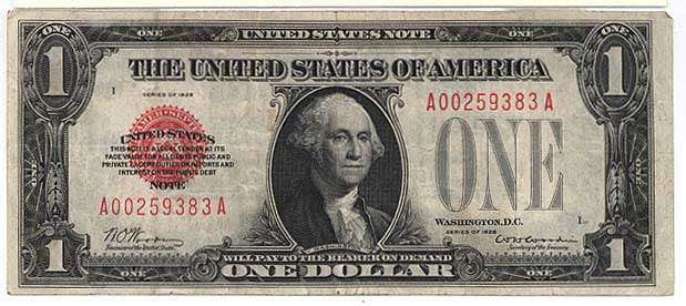 Washington on the 1928 dollar bill