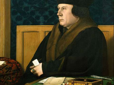 Thomas Cromwell was the vicegerent acting as the main agent for the king over spiritual matters. Portrait by Hans Holbein, 1532–1533.