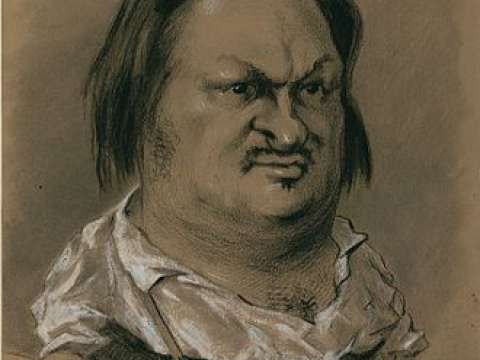 Balzac caricature by Nadar in 1850