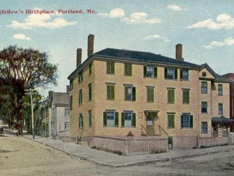 Birthplace of Henry Wadsworth Longfellow, Portland, Maine, c. 1910; the house was demolished in 1955.