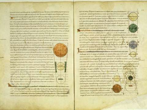 Medieval manuscript of Calcidius's Latin translation of Plato's Timaeus, which is one of the Platonic dialogues with the most overt Pythagorean influences