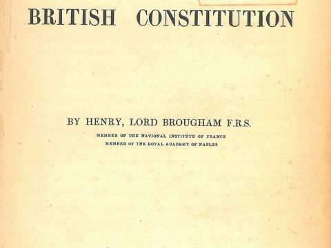 The title page of British Constitution (1st ed., 1844), written by Brougham