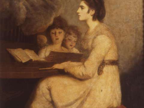 Reynolds's 'Mrs Sheridan in the character of St Cecilia' was considered by the artist's nephew as a 'sight worth coming to Devonshire to see, I cannot suppose that there was ever a greater Beauty in the world, nor even Helen or Cleopatra could have exceed