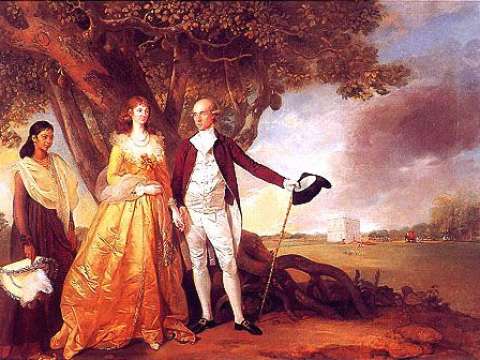 Warren Hastings with his wife Marian in their garden at Alipore, c. 1784–87