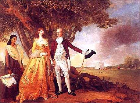 Warren Hastings with his wife Marian in their garden at Alipore, c. 1784–87