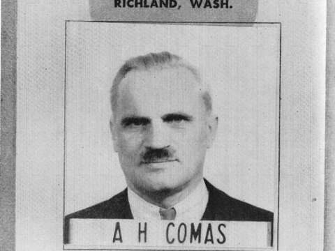 Arthur Compton's ID badge from the Hanford Site. For security reasons he used a pseudonym.