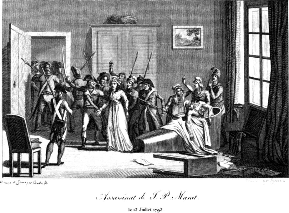 The assassination of Marat by Charlotte Corday on 13 July 1793