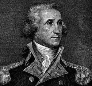 An engraving of Washington, likely made after his tenure in the army.