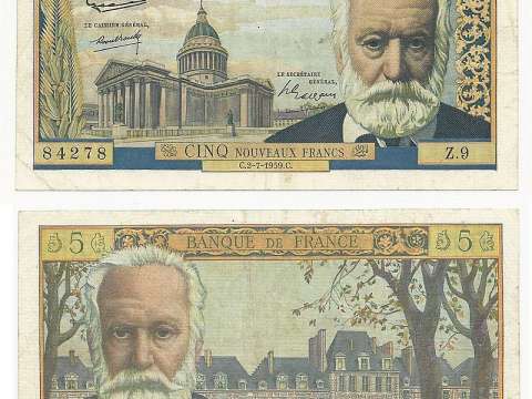 A 1959 French banknote featuring Hugo