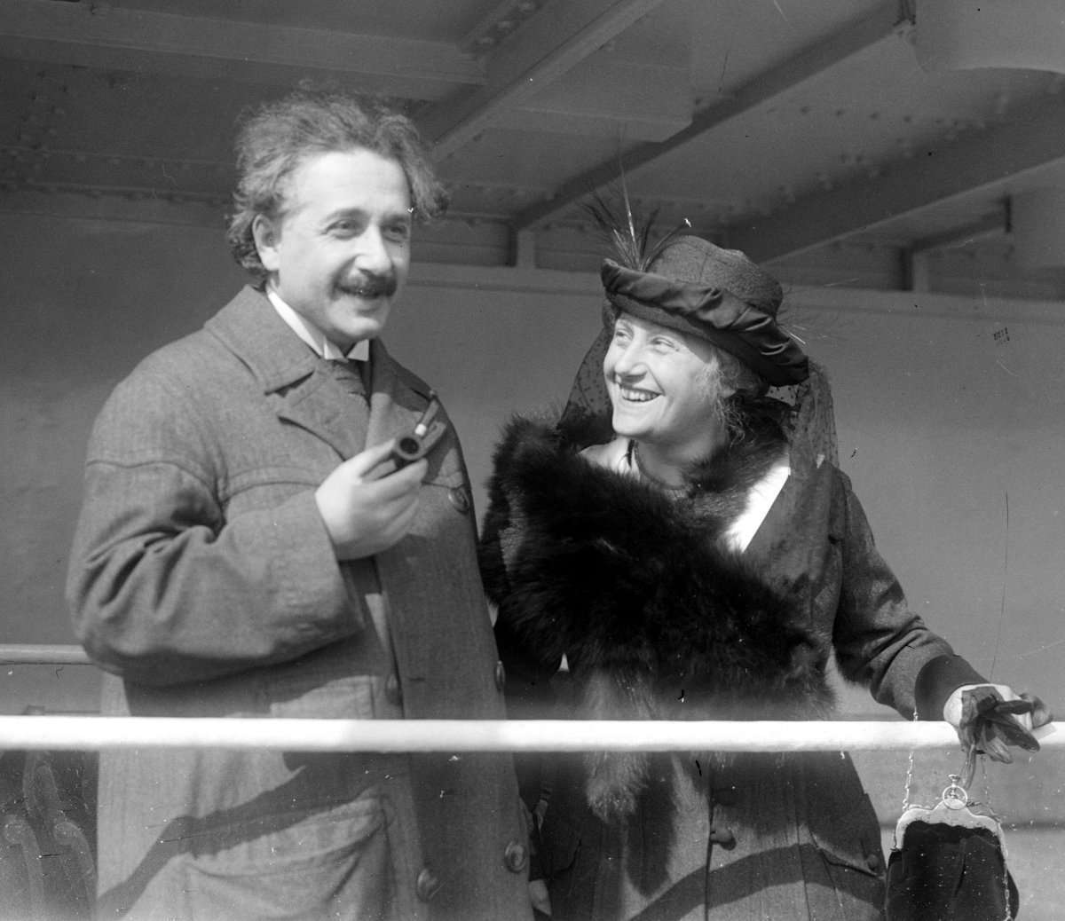 Einstein with his second wife, Elsa, in 1921.