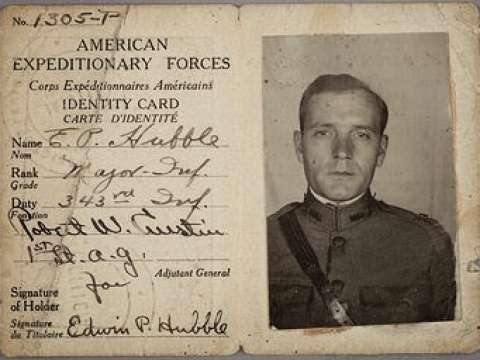 Hubble's identity card in the American Expeditionary Forces.