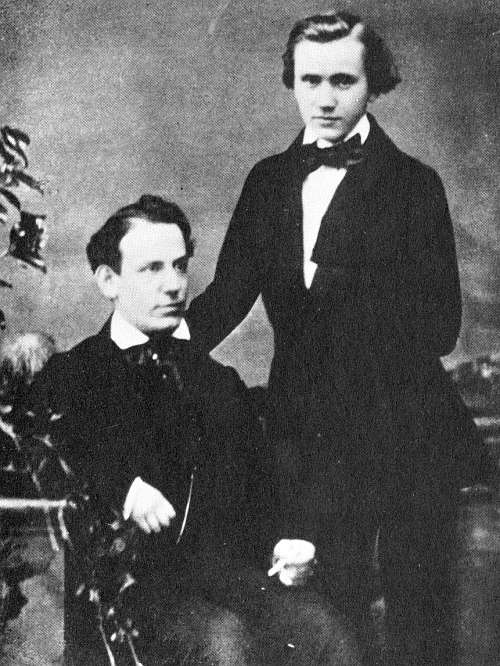 Ede Reményi (l.) and Brahms in 1852
