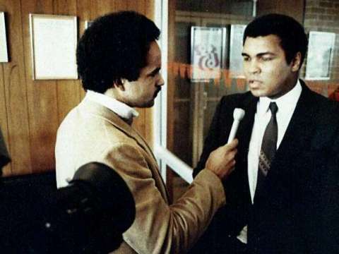  Ali being interviewed by WBAL-TV's Curt Anderson, 1978, Baltimore, Maryland
