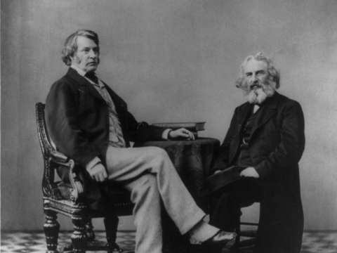 Senator Sumner and his friend Henry Wadsworth Longfellow, photograph by Gardner, 1863